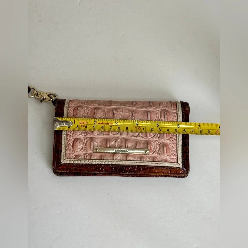 Brahmin Pink and Brown Croc-Embossed Wallet - Picture 7 of 9
